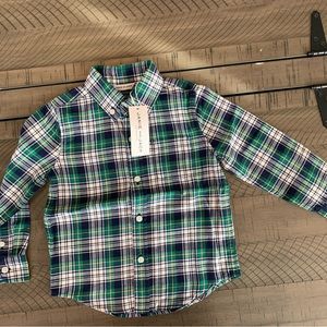 Janie and Jack blue and green plaid button down 2T